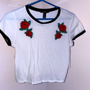 White and rose crop top, forever 21